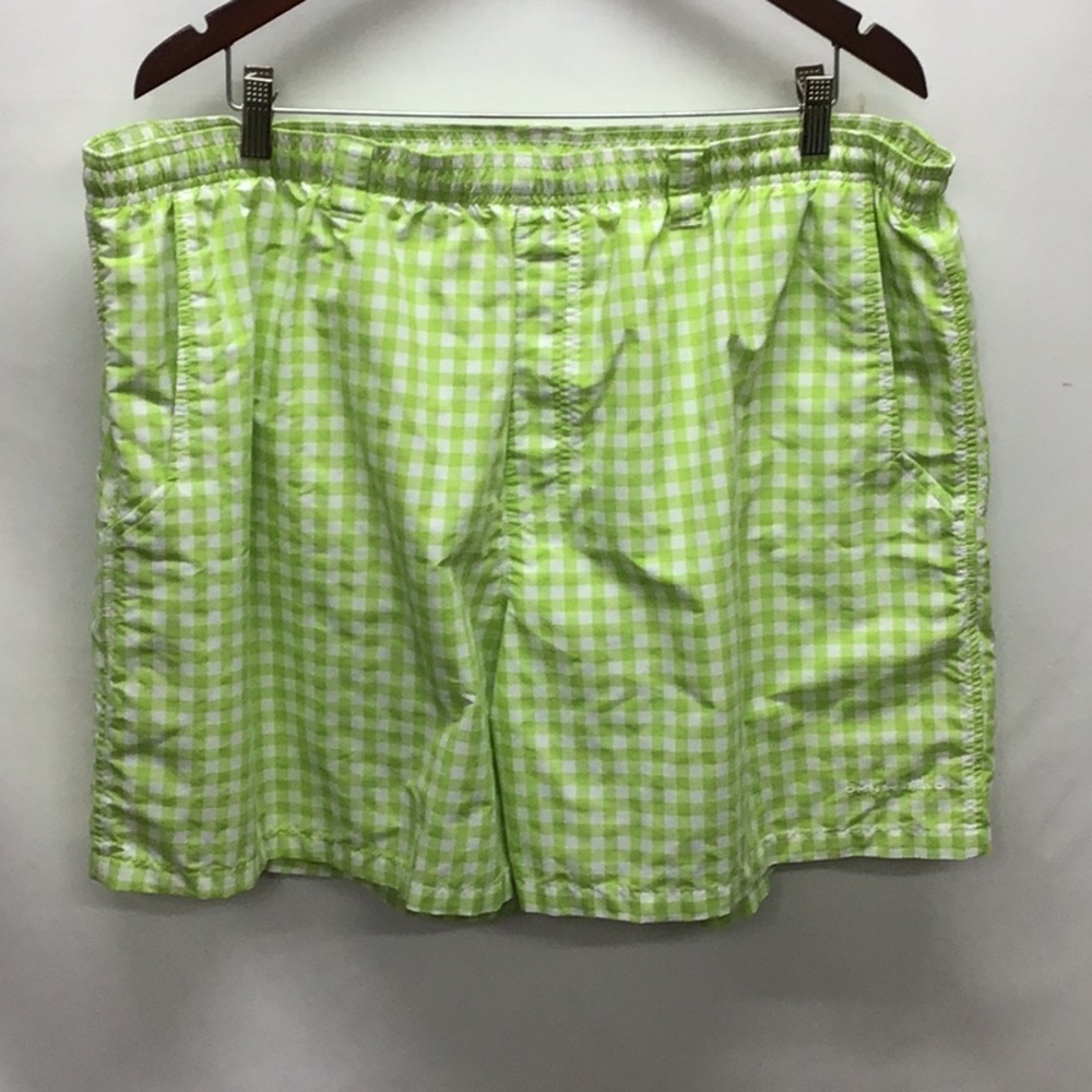 Columbia PFG Omni-shade Lime green/white checkered swim trunks